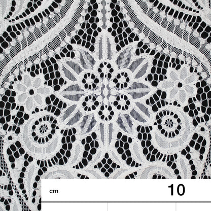 Pizzo Chantilly | Motivo Arabesco e Fiori a Stella | Doppio Smerlo | H 150 cm | FW3754