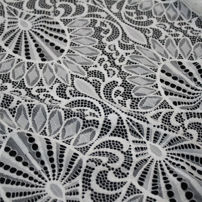 Pizzo Chantilly | Motivo Arabesco a Ventagli | Doppio Bordo | H 140 cm | FW3486