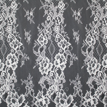 Pizzo Chantilly | Motivo Floreale a Bande Verticali | Doppio Bordo Alto Arabesco | H 150 cm | FW2483