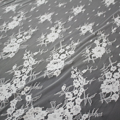 Pizzo Chantilly | Motivo Floreale | Doppio Bordo Alto Ramage di Fiori | H 140 cm | FW854