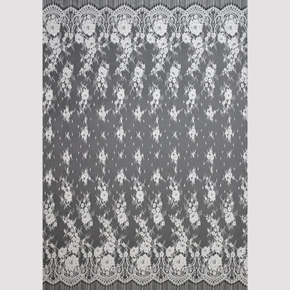 Pizzo Chantilly | Motivo Floreale | Doppio Bordo Alto Ramage di Fiori | H 140 cm | FW854