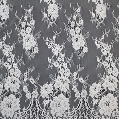 Pizzo Chantilly | Motivo Floreale | Doppio Bordo Alto Ramage di Fiori | H 140 cm | FW854
