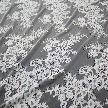 Pizzo Chantilly | Motivo Floreale | Doppio Bordo Alto di Ramage di Fiori | H 100 cm | FW2247/A