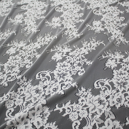 Pizzo Chantilly | Motivo Floreale | Doppio Bordo Alto di Ramage di Fiori | H 100 cm | FW2247/A