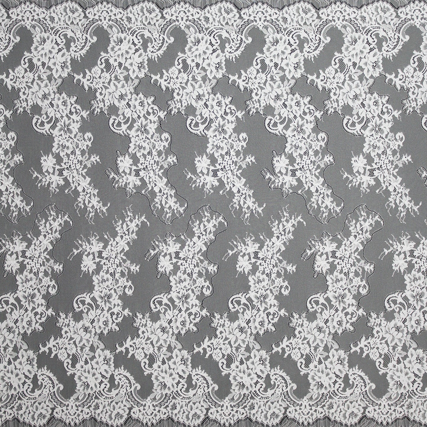 Pizzo Chantilly | Motivo Floreale | Doppio Bordo Alto di Ramage di Fiori | H 100 cm | FW2247/A
