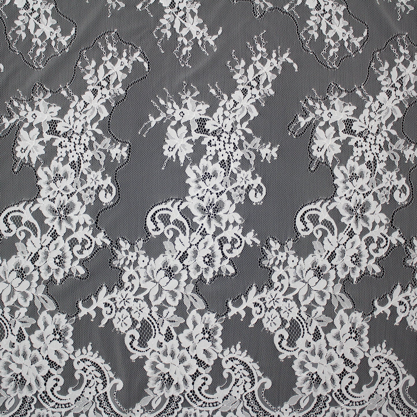 Pizzo Chantilly | Motivo Floreale | Doppio Bordo Alto di Ramage di Fiori | H 100 cm | FW2247/A