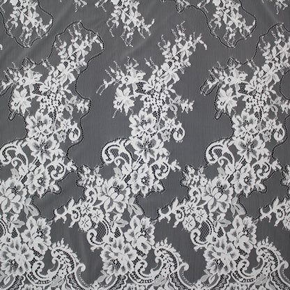 Pizzo Chantilly | Motivo Floreale | Doppio Bordo Alto di Ramage di Fiori | H 100 cm | FW2247/A