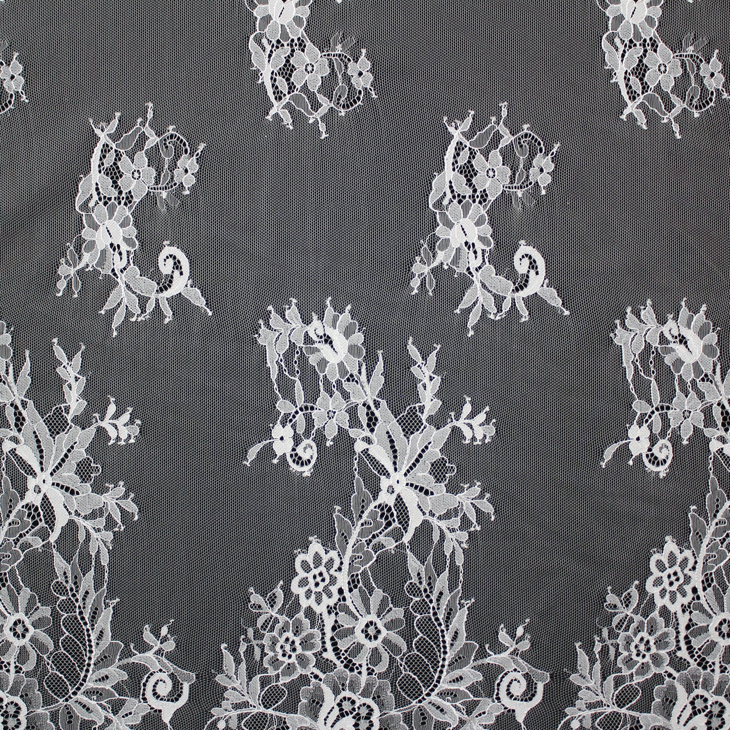 Pizzo Chantilly | Motivo Floreale | Doppio Bordo Alto Ramage di Fiori | H 150 cm | FW1596
