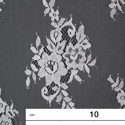 Pizzo Chantilly | Motivo Floreale | Doppio Bordo Alto Ramage di Fiori e Paisley | H 140 cm | FW2313