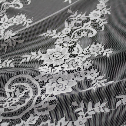 Pizzo Chantilly | Motivo Floreale | Doppio Bordo Alto Ramage di Fiori e Paisley | H 140 cm | FW2313