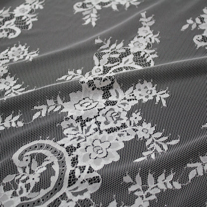 Pizzo Chantilly | Motivo Floreale | Doppio Bordo Alto Ramage di Fiori e Paisley | H 140 cm | FW2313