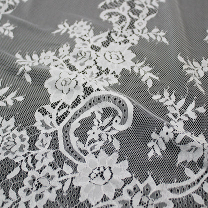 Pizzo Chantilly | Motivo Floreale | Doppio Bordo Alto Ramage di Fiori e Paisley | H 140 cm | FW2313