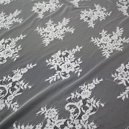 Pizzo Chantilly | Motivo Floreale | Doppio Bordo Alto Ramage di Fiori e Paisley | H 140 cm | FW2313