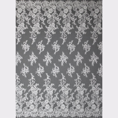 Pizzo Chantilly | Motivo Floreale | Doppio Bordo Alto Ramage di Fiori e Paisley | H 140 cm | FW2313