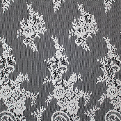 Pizzo Chantilly | Motivo Floreale | Doppio Bordo Alto Ramage di Fiori e Paisley | H 140 cm | FW2313
