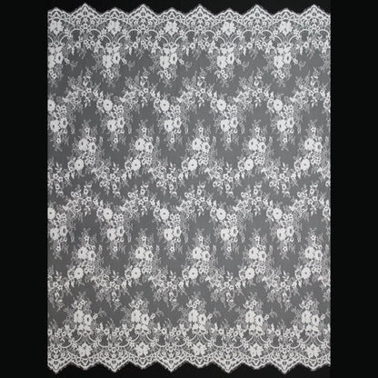 Pizzo Chantilly Ombré | Bande Orizzontali Zig Zag di Fiori | Doppio Bordo Medio | H 140 cm | FW3697