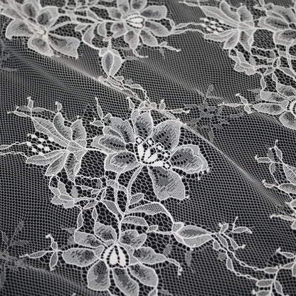 Pizzo Chantilly Ombré | Fiori a Campo Pieno | Doppio Bordo Floreale e Paisley Medio | H 150 cm | FW4195