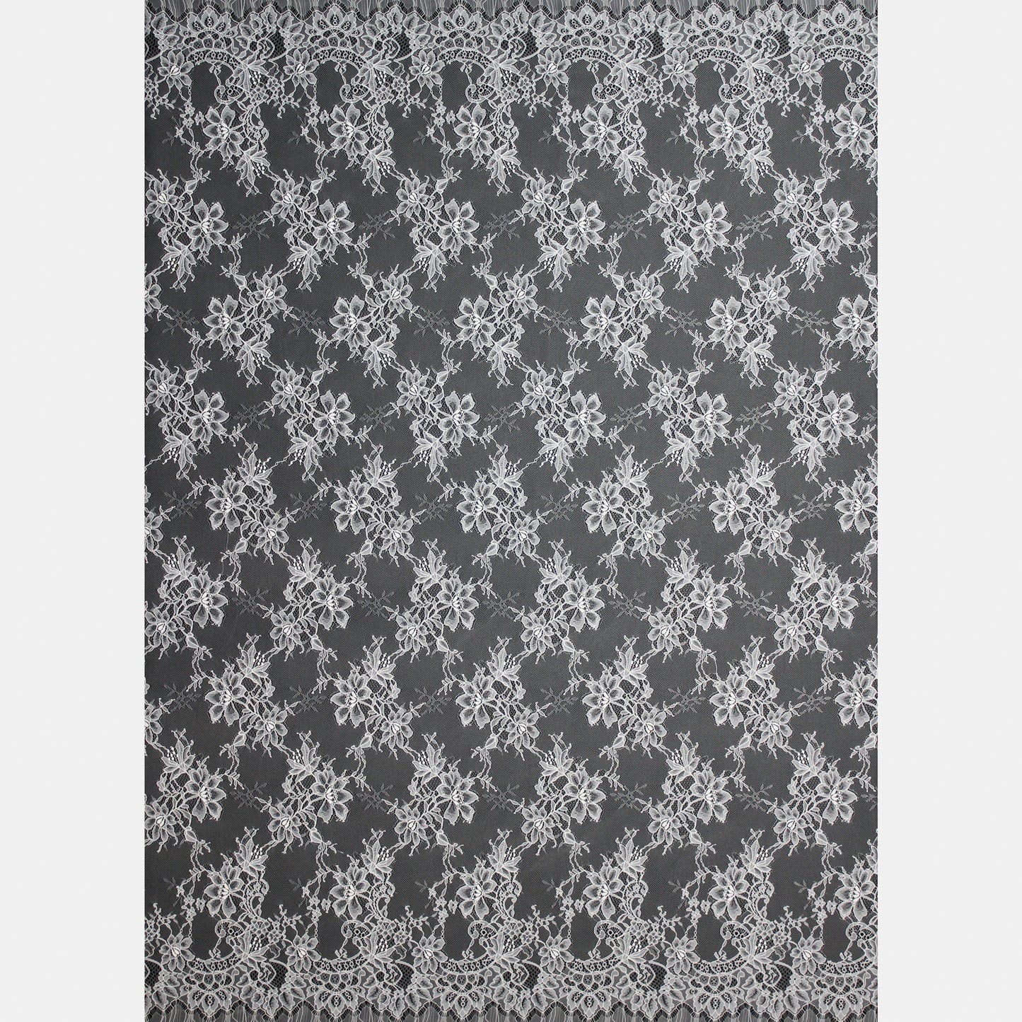 Pizzo Chantilly Ombré | Fiori a Campo Pieno | Doppio Bordo Floreale e Paisley Medio | H 150 cm | FW4195
