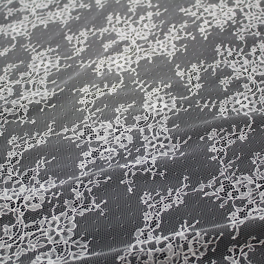 Pizzo Chantilly Ombré | Mazzi di Fiori | Doppio Bordo Medio con Paisley e Fiori | H 150 cm | FW4264