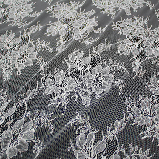 Pizzo Chantilly Ombré | Tris di Fiori | Doppio Bordo Alto Floreale e Paisley | H 150 cm | FW4273
