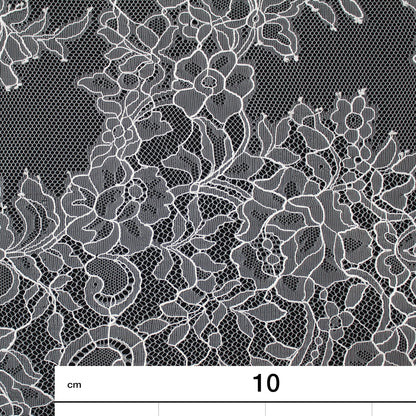 Pizzo Chantilly | Tralci di Fiori | Doppio Bordo Floreale e Paisley | H 150 cm | FW4268
