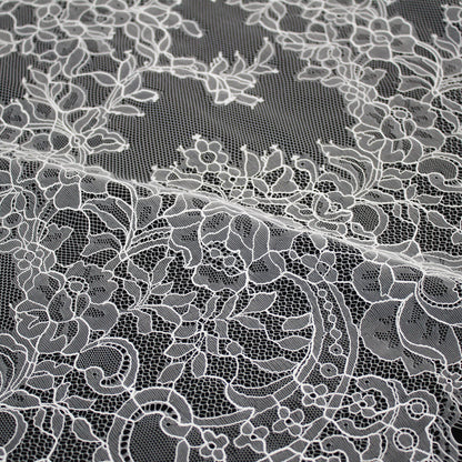 Pizzo Chantilly | Tralci di Fiori | Doppio Bordo Floreale e Paisley | H 150 cm | FW4268