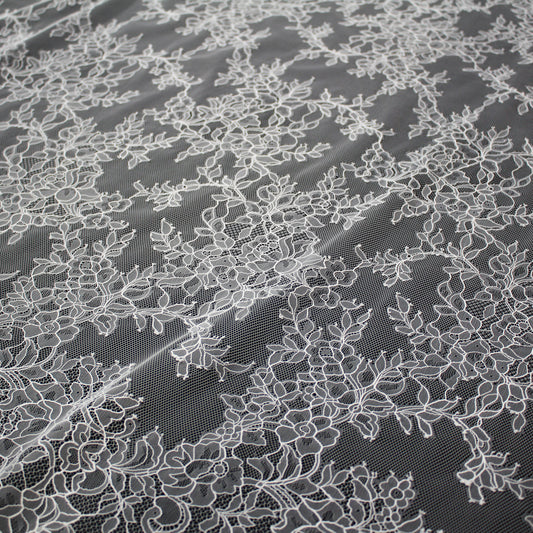 Pizzo Chantilly | Tralci di Fiori | Doppio Bordo Floreale e Paisley | H 150 cm | FW4268