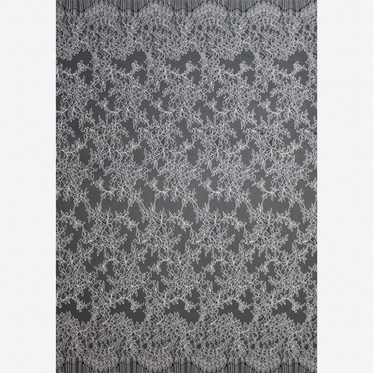 Pizzo Chantilly | Tralci di Fiori | Doppio Bordo Floreale e Paisley | H 150 cm | FW4268