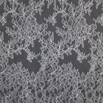 Pizzo Chantilly | Tralci di Fiori | Doppio Bordo Floreale e Paisley | H 150 cm | FW4268