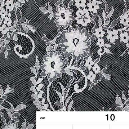 Pizzo Chantilly | Tralci di Fiori | Doppio Bordo Ramage Floreale e Paisley | H 150 cm | FW4262