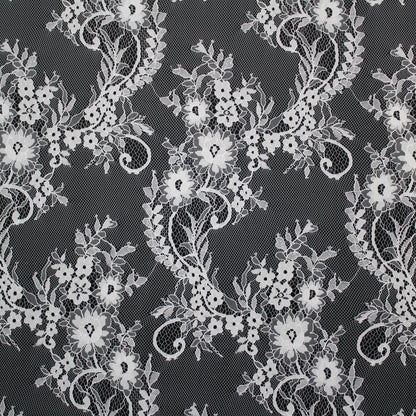 Pizzo Chantilly | Tralci di Fiori | Doppio Bordo Ramage Floreale e Paisley | H 150 cm | FW4262