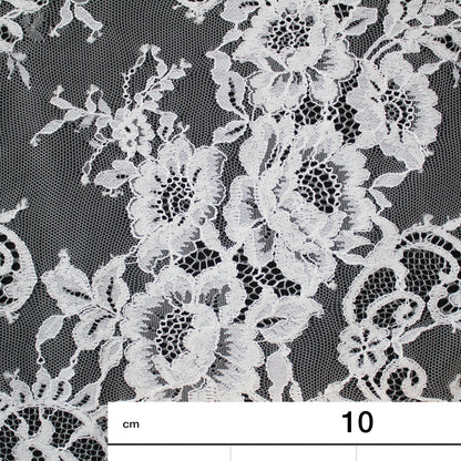 Pizzo Chantilly | Tralci di Fiori | Doppio Bordo Alto Floreale e Paisley | H 140 cm | FW1349