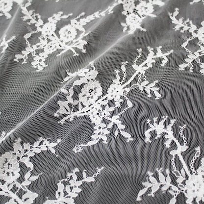 Pizzo Chantilly | Tralci di Fiori | Doppio Bordo Alto Floreale e Paisley | H 140 cm | FW1349