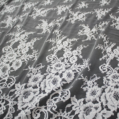 Pizzo Chantilly | Tralci di Fiori | Doppio Bordo Alto Floreale e Paisley | H 140 cm | FW1349