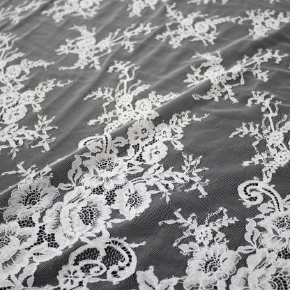 Pizzo Chantilly | Tralci di Fiori | Doppio Bordo Alto Floreale e Paisley | H 140 cm | FW1349