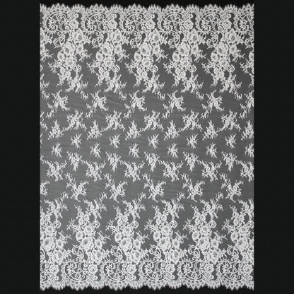 Pizzo Chantilly | Tralci di Fiori | Doppio Bordo Alto Floreale e Paisley | H 140 cm | FW1349