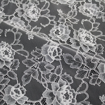 Pizzo Chantilly | Tralci di Fiori e Rose | Doppio Smerlo | H 150 cm | FW4156