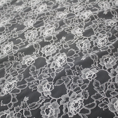 Pizzo Chantilly | Tralci di Fiori e Rose | Doppio Smerlo | H 150 cm | FW4156