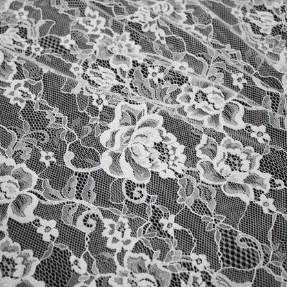Pizzo Chantilly | Tralci di Rose e Fiori | Doppio Smerlo | H 150 cm | FW4194
