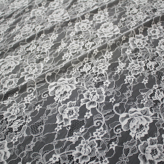 Pizzo Chantilly | Tralci di Rose e Fiori | Doppio Smerlo | H 150 cm | FW4194