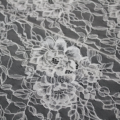 Pizzo Chantilly | Tris di Fiori Grandi | Doppio Smerlo Alto Arabesco | H 140 cm | FW3696