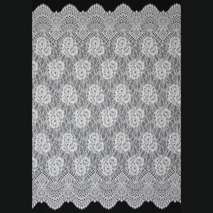 Pizzo Chantilly | Tris di Fiori Grandi | Doppio Smerlo Alto Arabesco | H 140 cm | FW3696