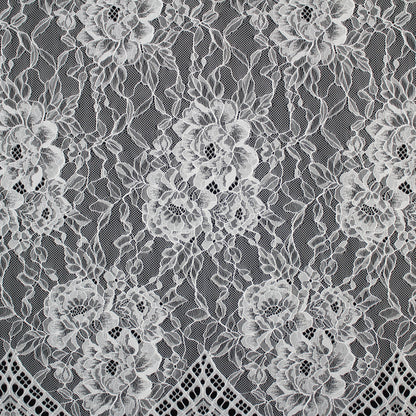 Pizzo Chantilly | Tris di Fiori Grandi | Doppio Smerlo Alto Arabesco | H 140 cm | FW3696
