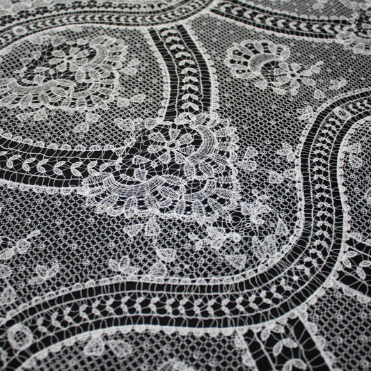 Haute Couture Lace | Bridal Filet Lace with Abstract Arching Arabesques & Double Border W 120 cm | TRW3915