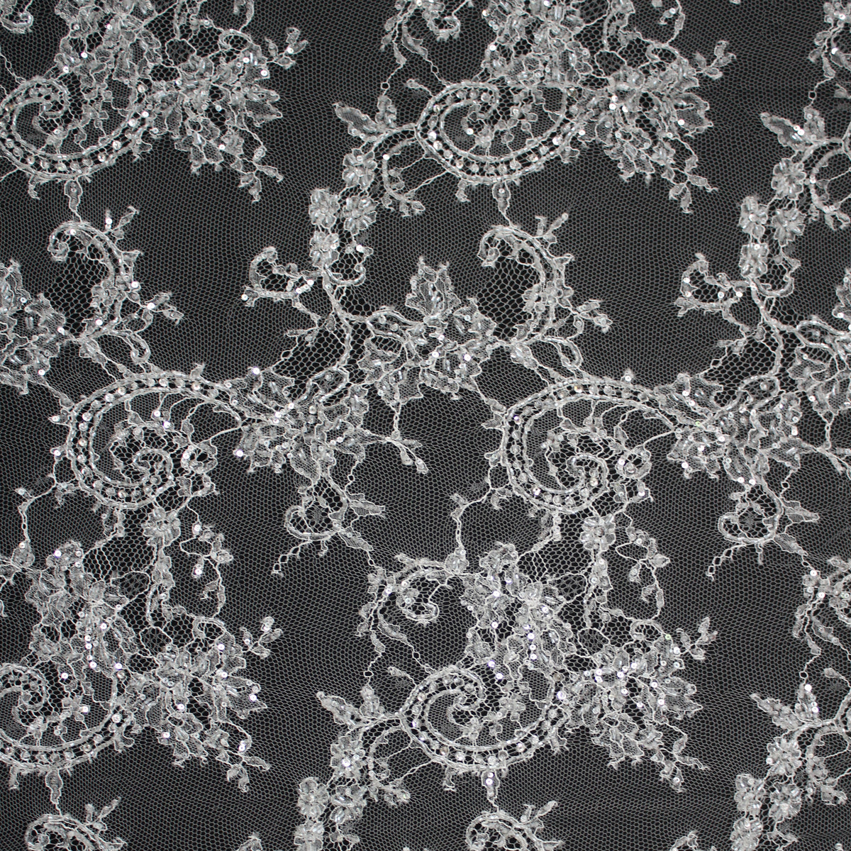 Pizzo Francese Alta Moda | Pizzo Ombré Ricamato Sposa con Strass, Corallini, Paillettes, Fiori, Paisley e Doppio Smerlo | FRI641