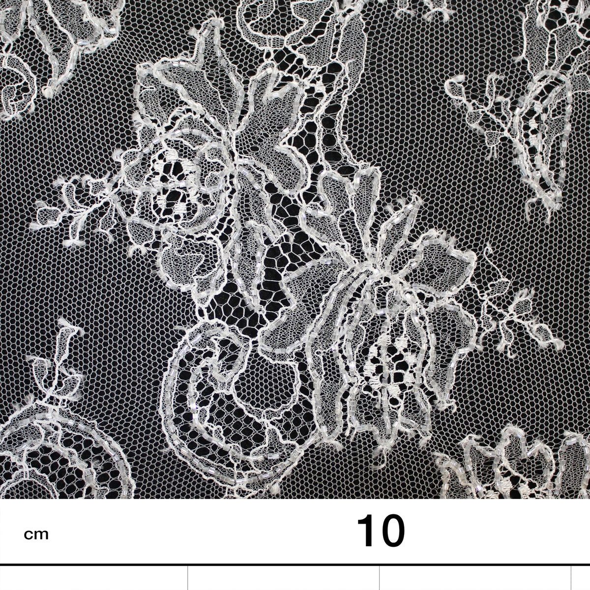 Haute Couture French Lace | Bridal All-Over Embroidered Lace with Seed Beads, Floral Bouquets, Paisley & Double Border | FRI1752