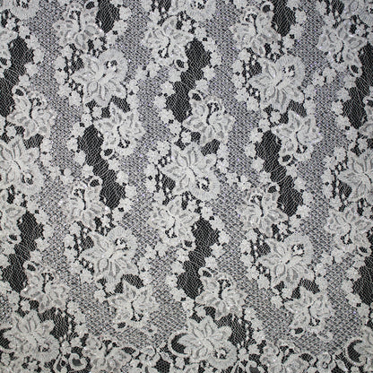 Haute Couture French Lace | Bridal All-Over Embroidered Lace with Sequins, Seed Beads, Sinuous Floral Sprays & Double Border | FRI2632