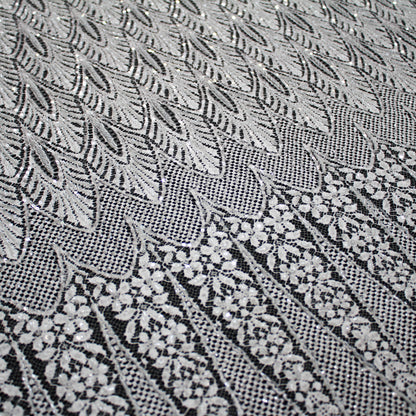 Haute Couture French Lace | Bridal All-Over Embroidered Lace with Sequins, Pearls, Seed Beads, Art Nouveau Fans, Floral Details & Single Border | FRI2801