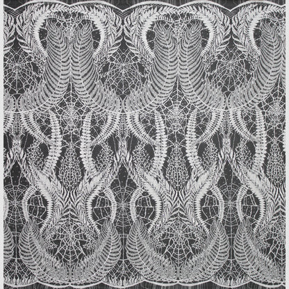 Haute Couture French Lace | Bridal Embroidered Lace with Sequins, Seed Beads, Arabesque Scrolls, Large Arched Leaves & Double Border | FRI2579