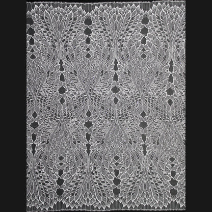 Haute Couture French Lace | Bridal Embroidered Lace with Sequins, Seed Beads, Abstract Intertwined Leaves & Double Scallop | FRI2580